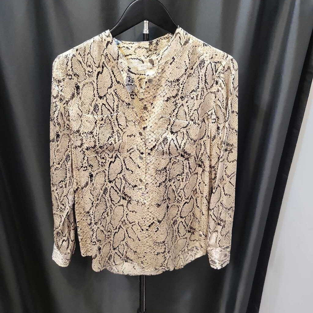 Equipment Silk Mandarin Snake Print TOPS XS