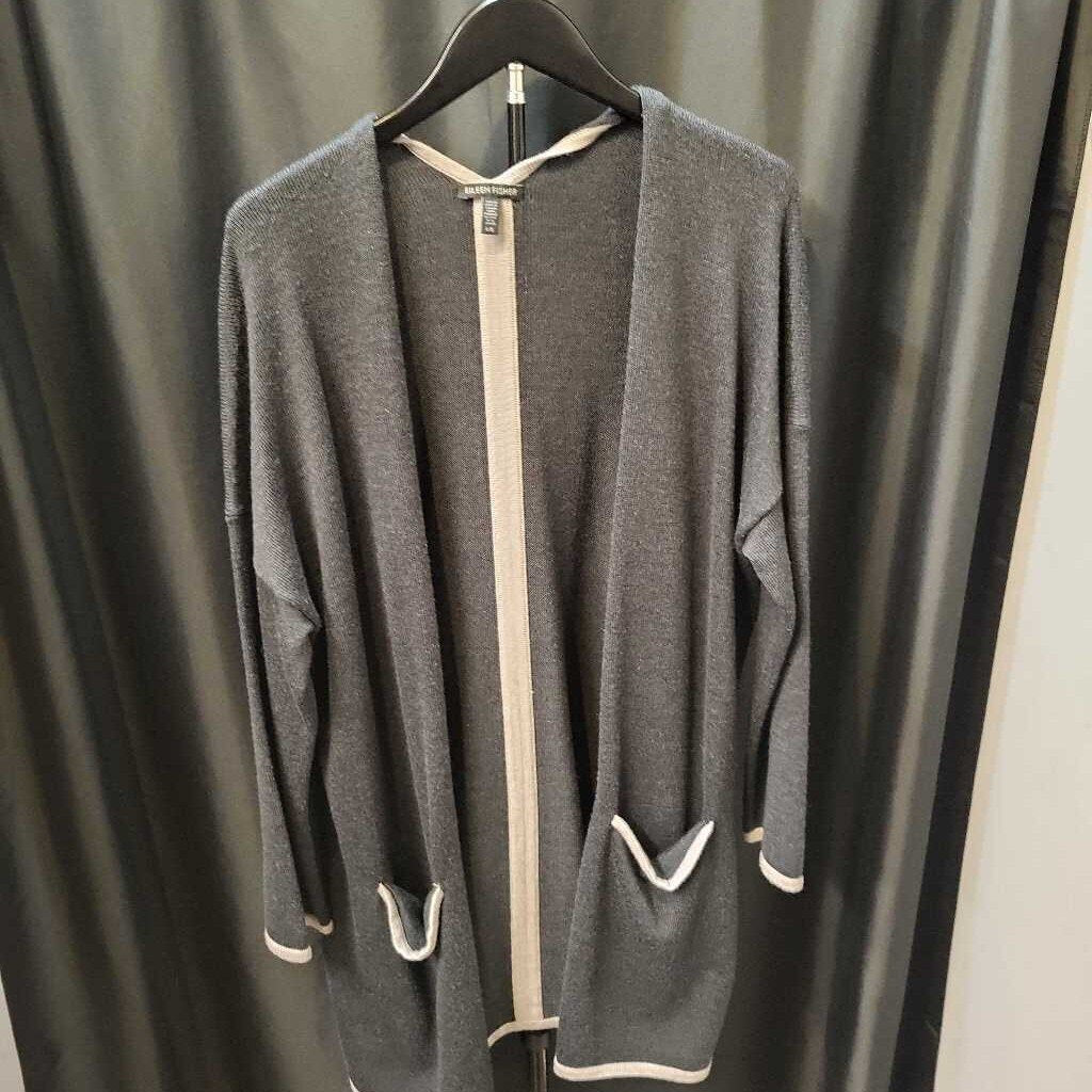 Eileen Fisher Long Open Knit w/pockets SWEATERS Large