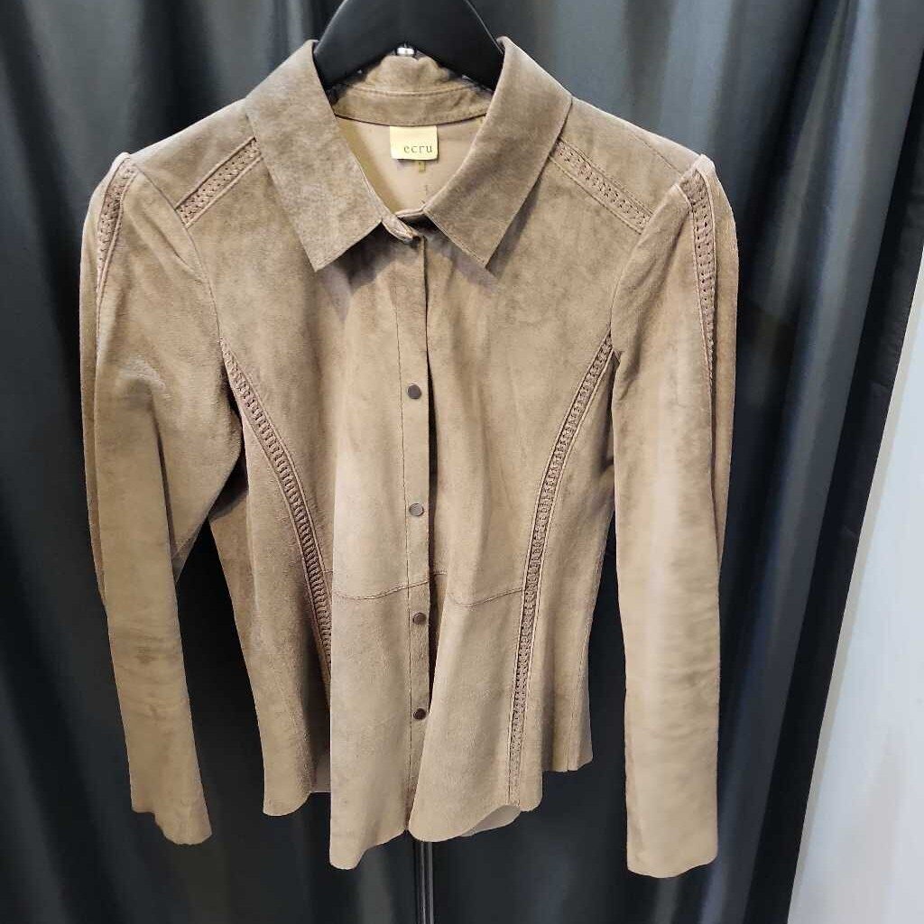 Ecru Suede Button Down TOPS Small