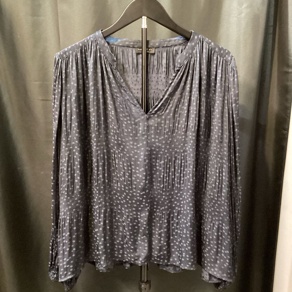 Current Air Star Print LS Vneck TOPS S