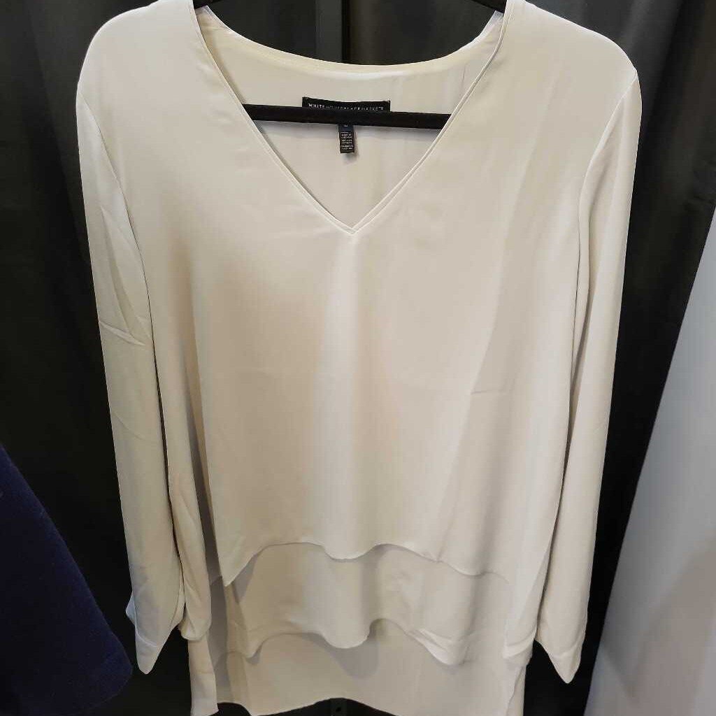 WHBM Tiered Vneck LS TOPS L