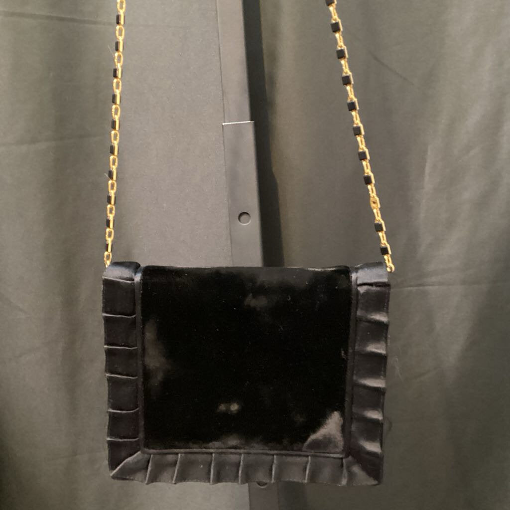 Valentino Velvet Square Mini On Gold Chain HANDBAGS S