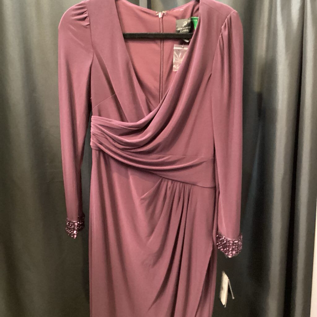 Adrianna Papell NWT Cross Front LS Maxi EVENING 4