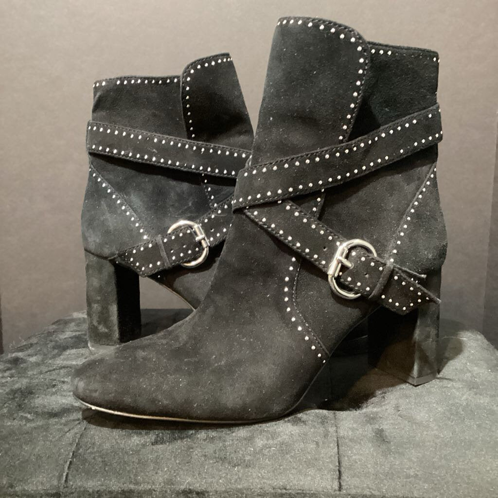 Ann Taylor Suede Grommet Detail Heeled Booties BOOTIES 8.5