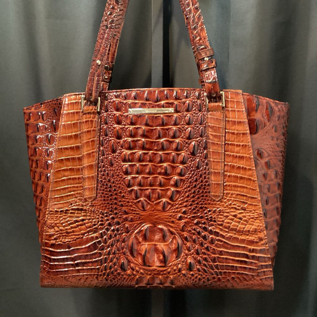 Brahmin Croc Print Zip Top Structured Tote HANDBAGS L
