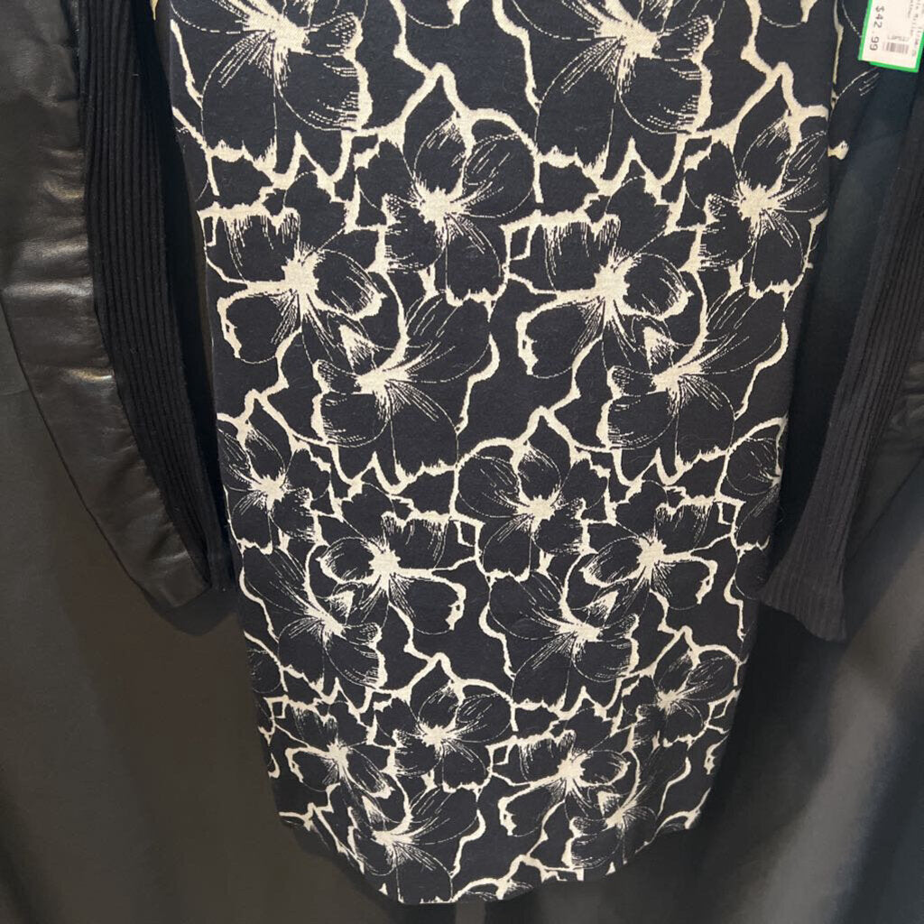 Nicole Miller Patterned Sheath Leather Sleeves DRESSES S