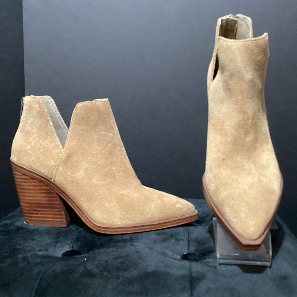 Vince Camuto Suede Block Heel Ankle Slits BOOTIES 6