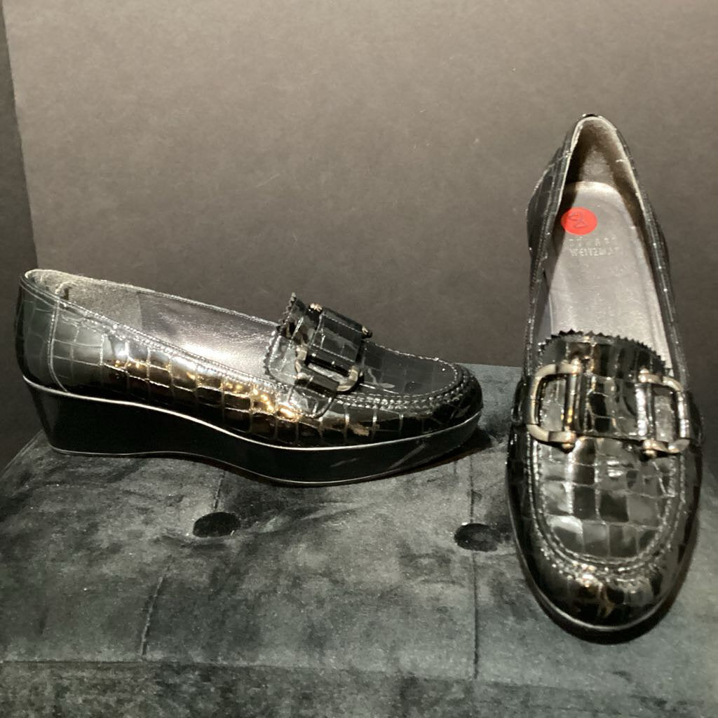 Stuart Weitzman Croc-like Wedge Mini Platform Loafers SHOES 8