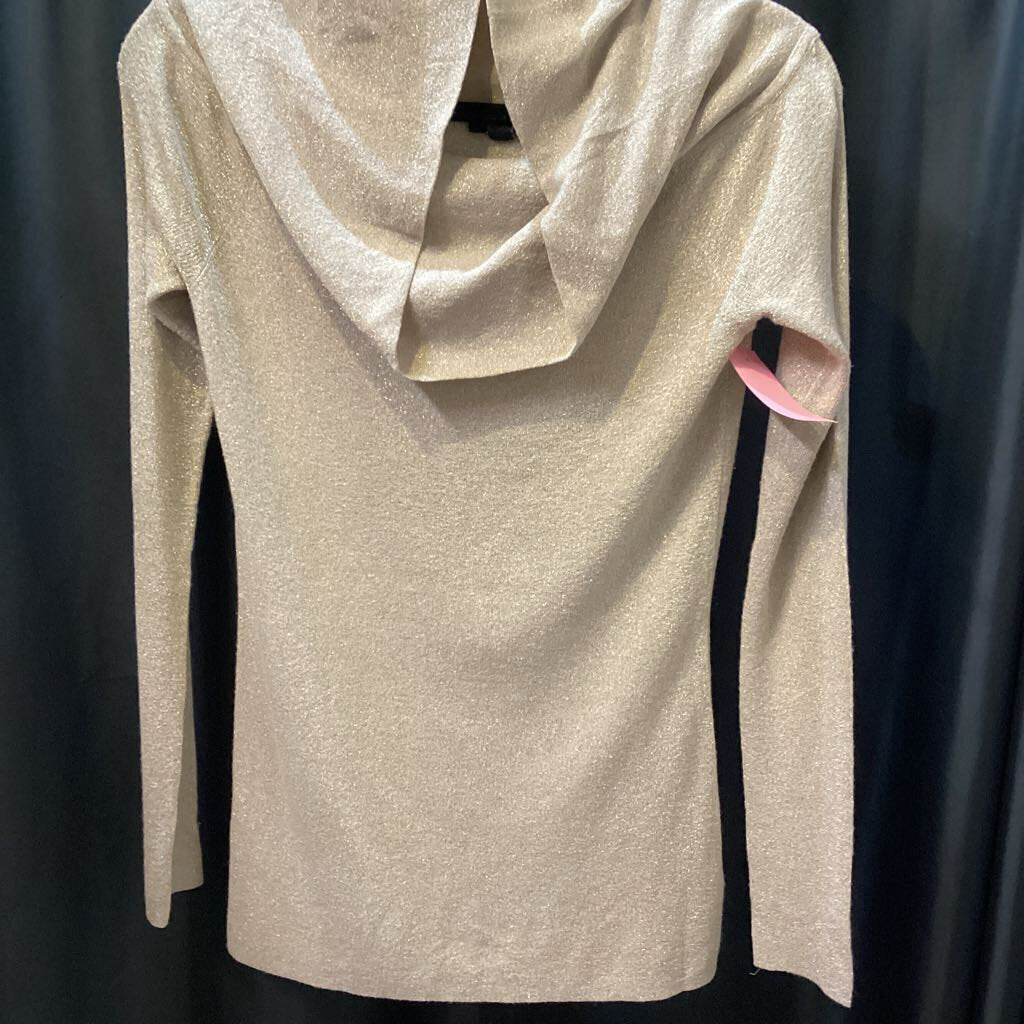 Ann Taylor Metallic Cowl Neck LS TOPS L