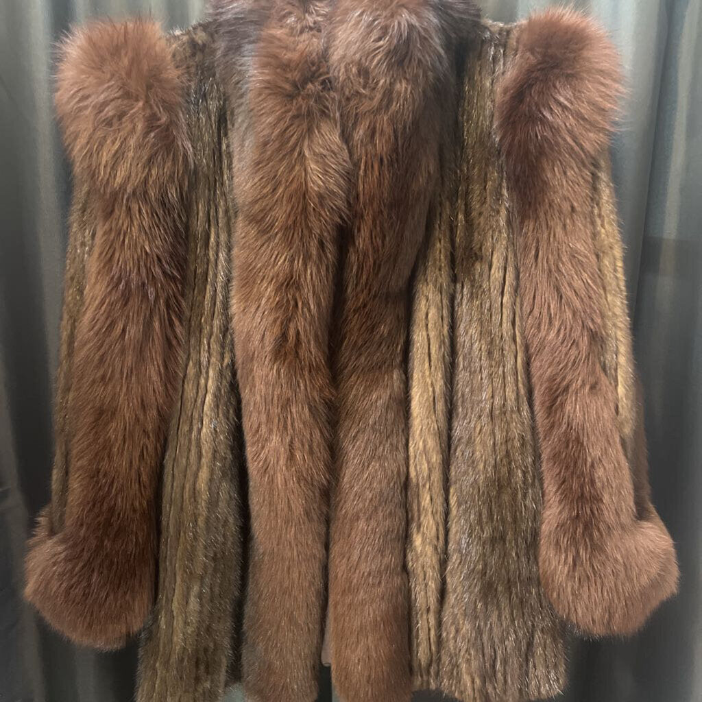 Bloomingdales Corduroy Mink & Fox Short Jacket FURS M/L