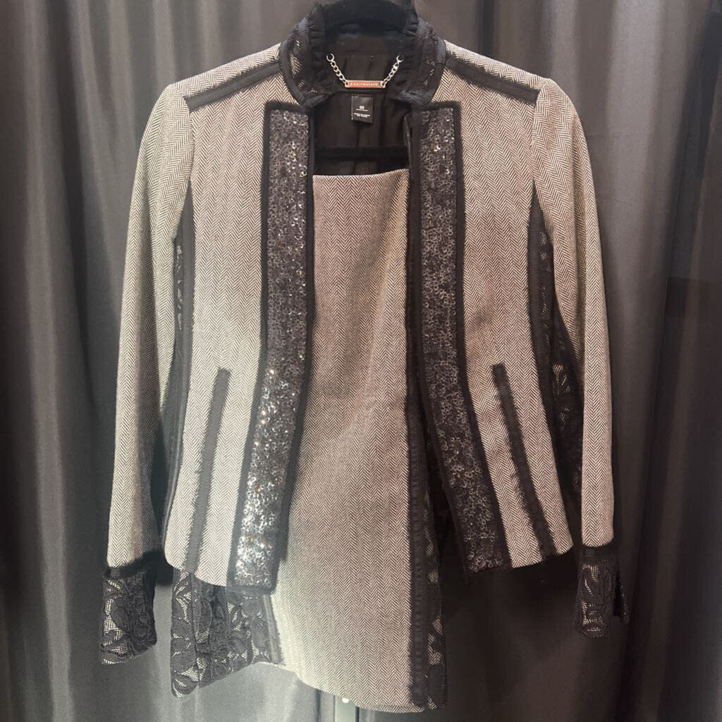 WHBM 2pc Sequin Detail Blazer & Pencil Skirt SUITS 00