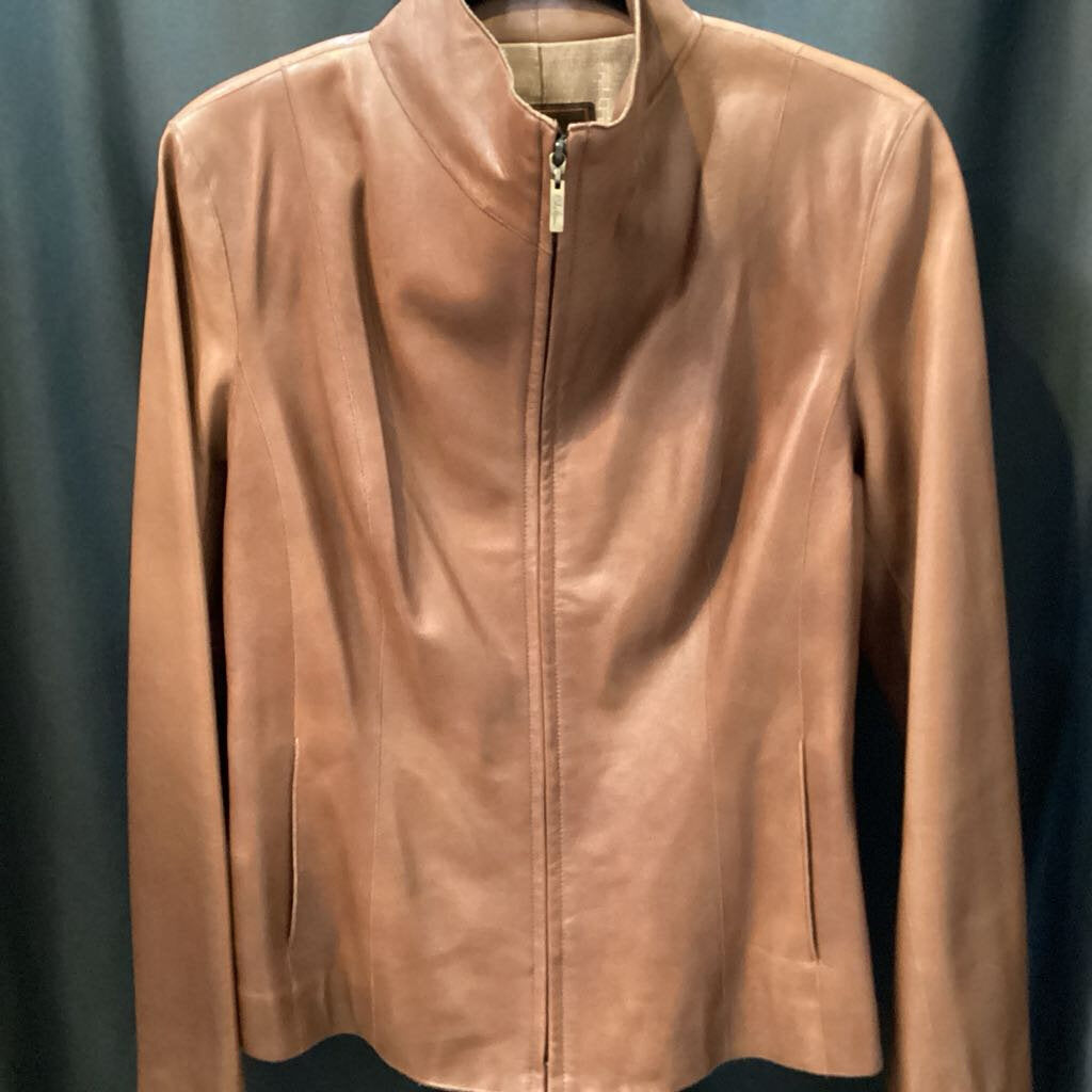 Cole Haan Leather Zip Front JACKETS 10