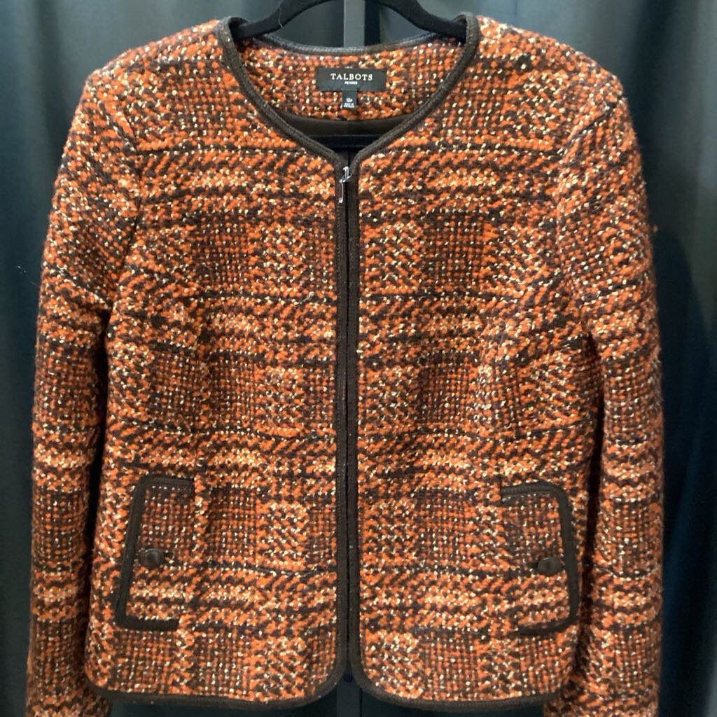 Talbots Patterned Tweed Zip Front JACKETS 12P