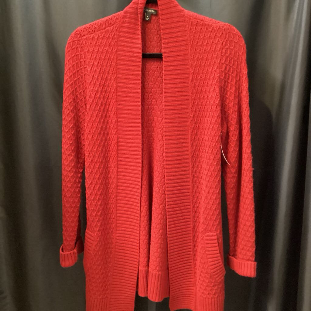 Talbots Cableknit LS Open Front Midi SWEATERS M
