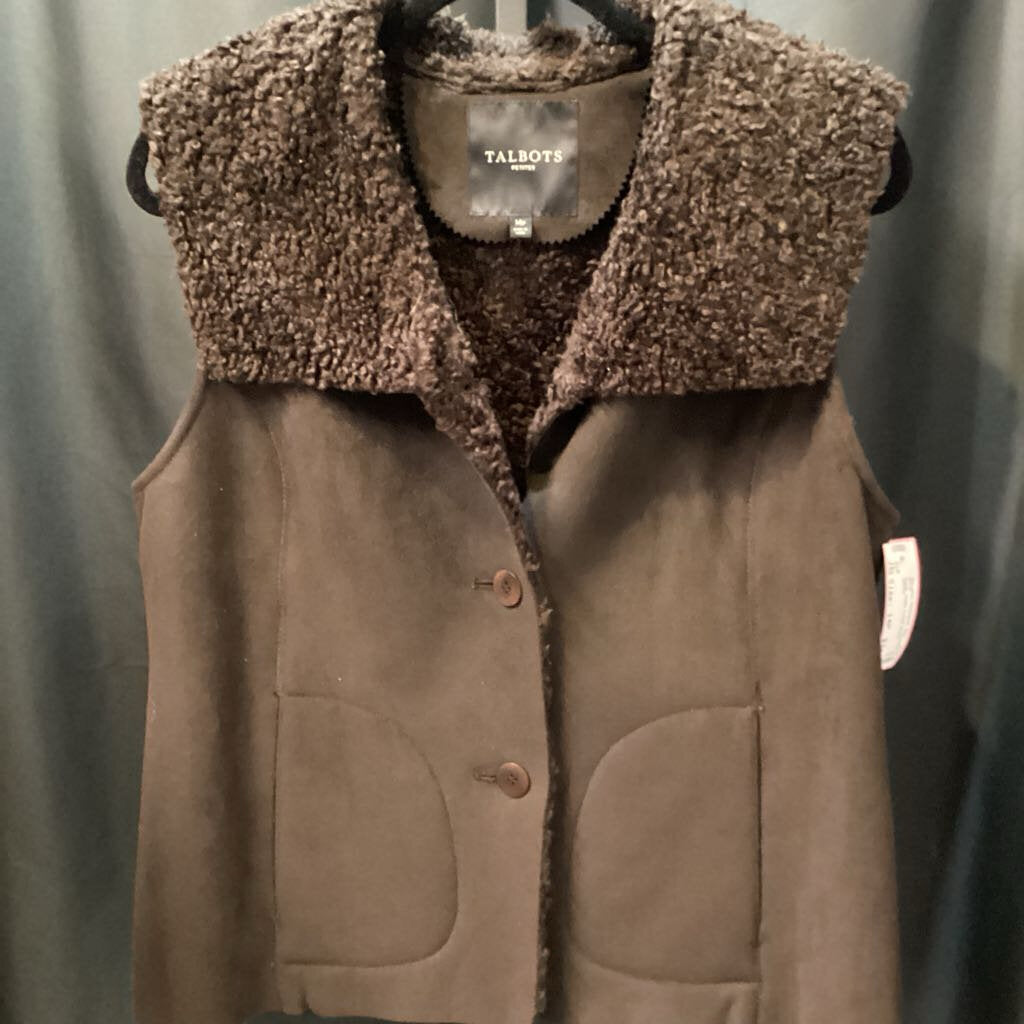 Talbots Suede Teddy Lined VESTS 14P