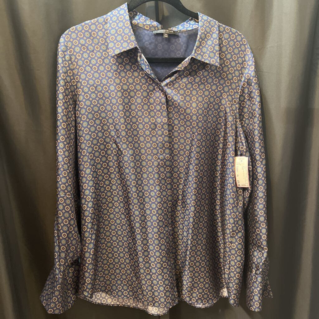 Lafayette 148 Patterned Button Up TOPS XL