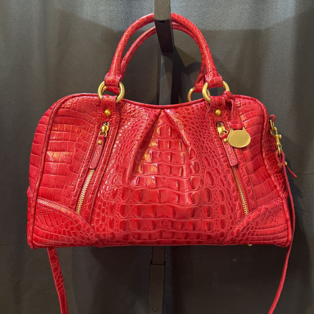 Brahmin Croc-like Leather w Gold Hardware HANDBAGS M