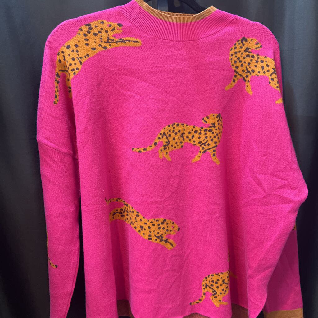 Fate Leapord Animals Graphic Crew Neck SWEATERS S