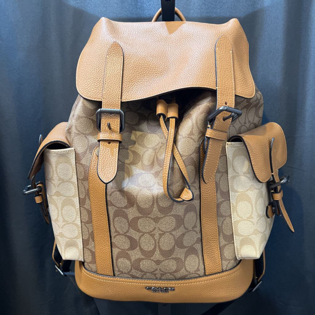 Coach Monogrammed & Pebble Leather Backpack HANDBAGS XL