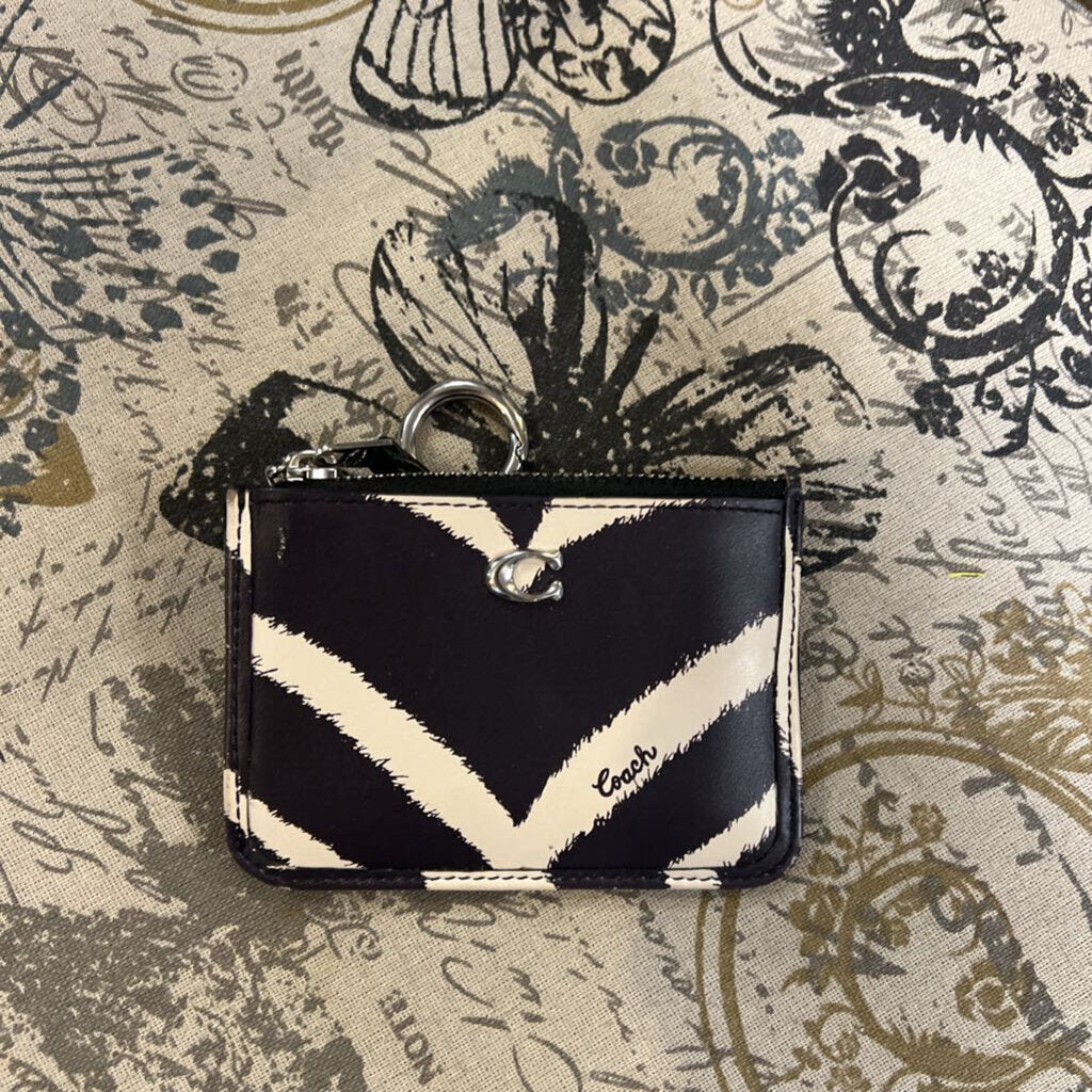 Coach Leather Zebra Print ID Coin Case WALLETS XS