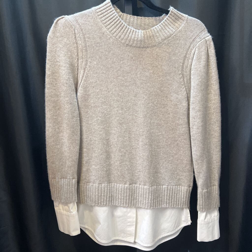 Brochu Walker Knit Crew Neck w Shirt Underlay SWEATERS S