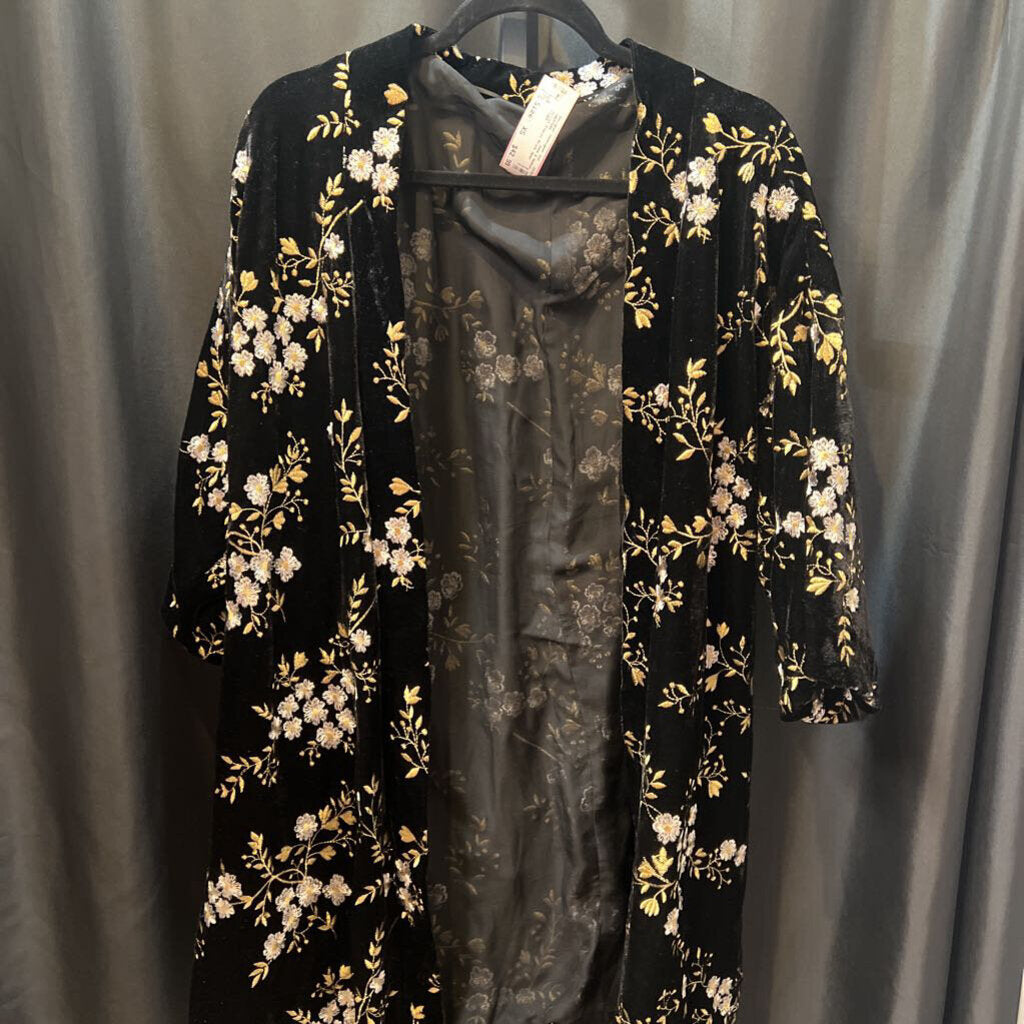 June & Hudson Velvet Floral Print Open Front SWEATERS XS