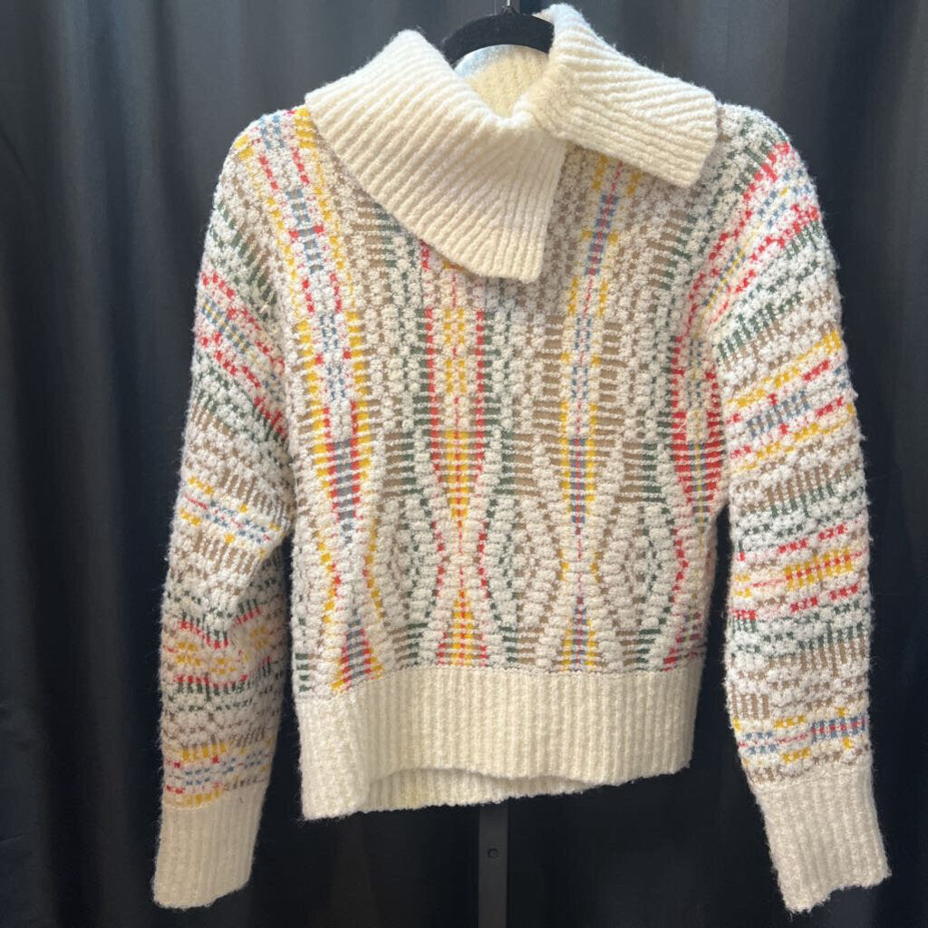 Sleeping On Snow Large Cowl Neck Patterned LS SWEATERS XS