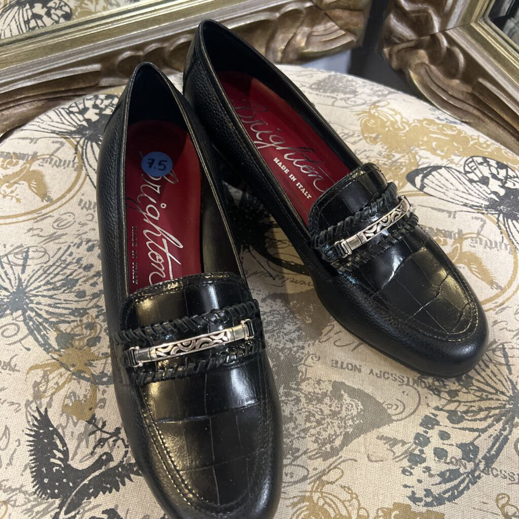 Brighton Croc-like Heeled Loafers SHOES 7.5
