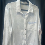 Load image into Gallery viewer, Blue Island Gauze Button Up COVER UPS L
