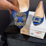 Load image into Gallery viewer, Manolo Blahnik NWB Satin RS Heels SHOES 35.5
