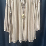 Load image into Gallery viewer, Free People LS Raw Edges Tie Front TOPS M
