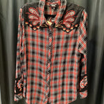 Load image into Gallery viewer, Johnny Was NWT Plaid/Embroid Button DOwn TOPS XL
