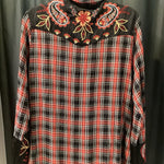 Load image into Gallery viewer, Johnny Was NWT Plaid/Embroid Button DOwn TOPS XL
