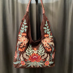 Load image into Gallery viewer, Johnny Was Suede Hobo Embroidered HANDBAGS Large

