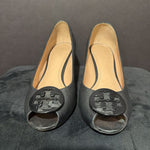 Load image into Gallery viewer, Tory Burch Wedge Peep Logo SHOES 8.5
