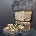 Load image into Gallery viewer, Coach Monogram Lace Up Fur BOOTS 7.5
