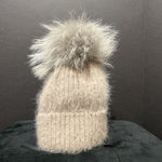 Load image into Gallery viewer, Linda Richards NWT Angora Cap w Fur Pom Pom HATS OS
