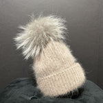 Load image into Gallery viewer, Linda Richards NWT Angora Cap w Fur Pom Pom HATS OS
