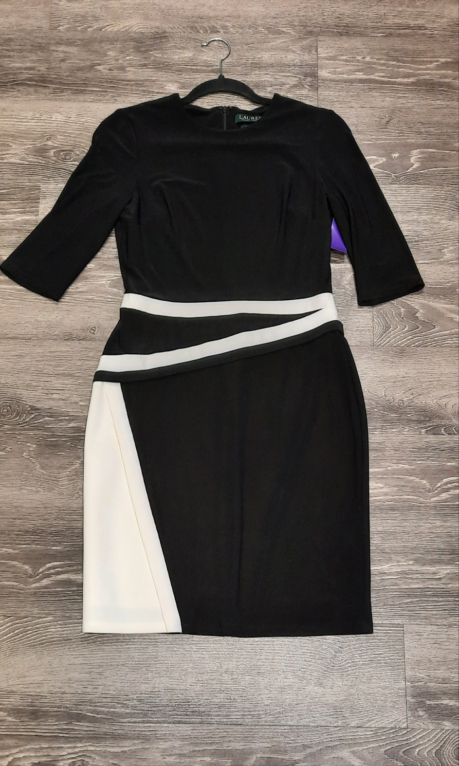 Lauren Ralph Lauren Two Tone 3/4 Sleeve Dress - Size 4