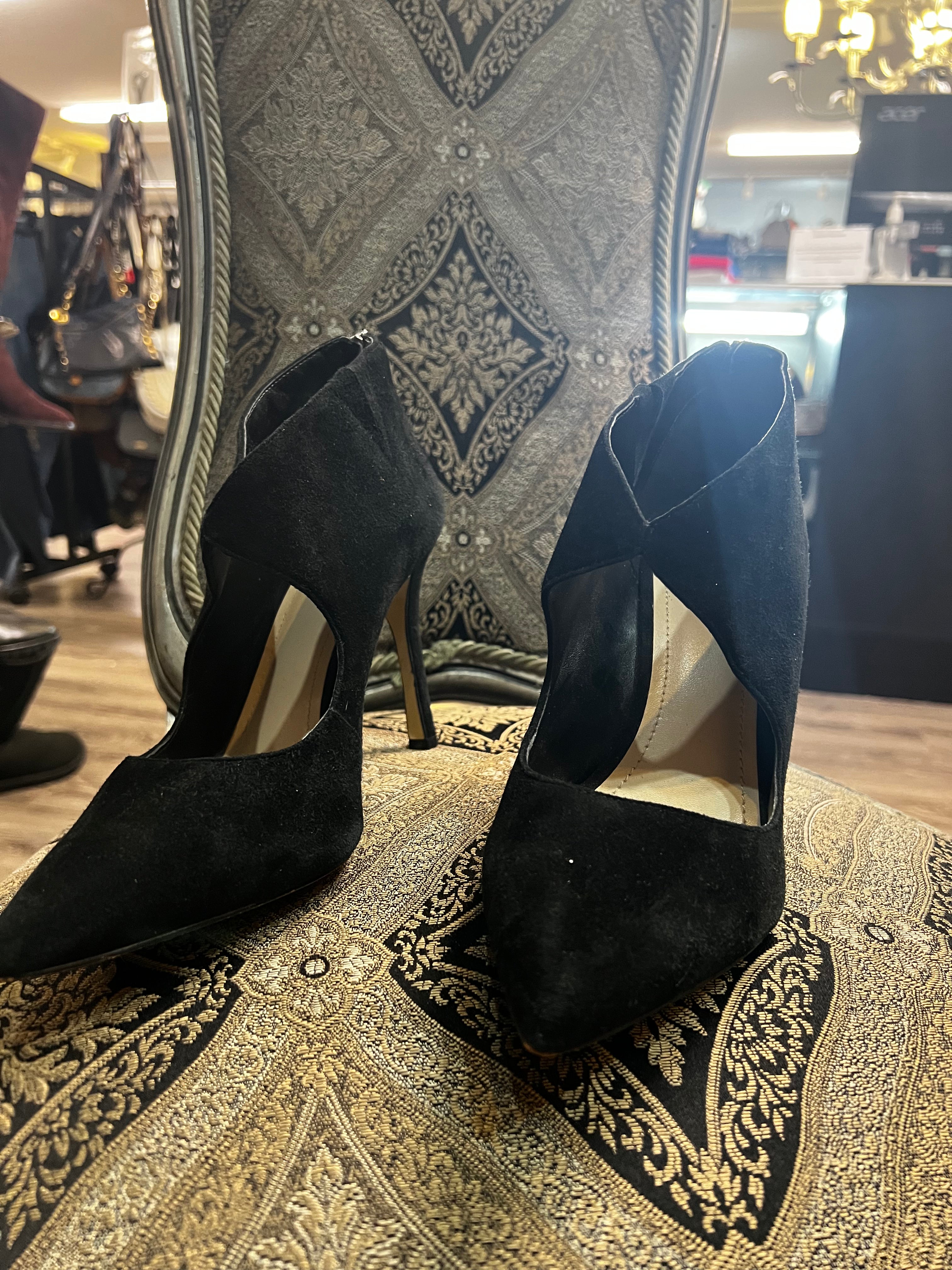 BCBG Generation Suede Point Cutout Heels (Size 10)