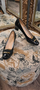 Ferragamo Patent Leather Block Heels - Size 7