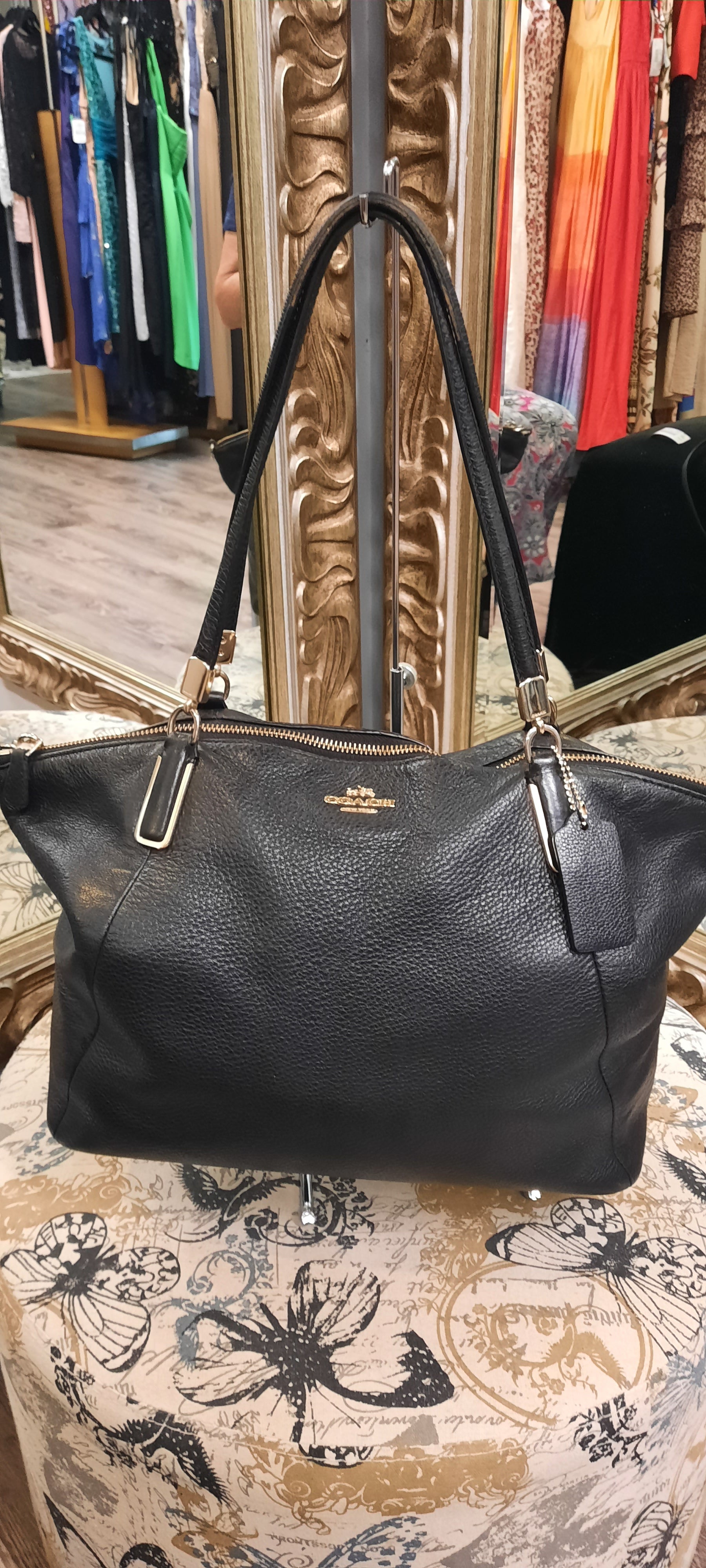 Coach Leather Hobo Top Zip Handbag w Removeable Strap